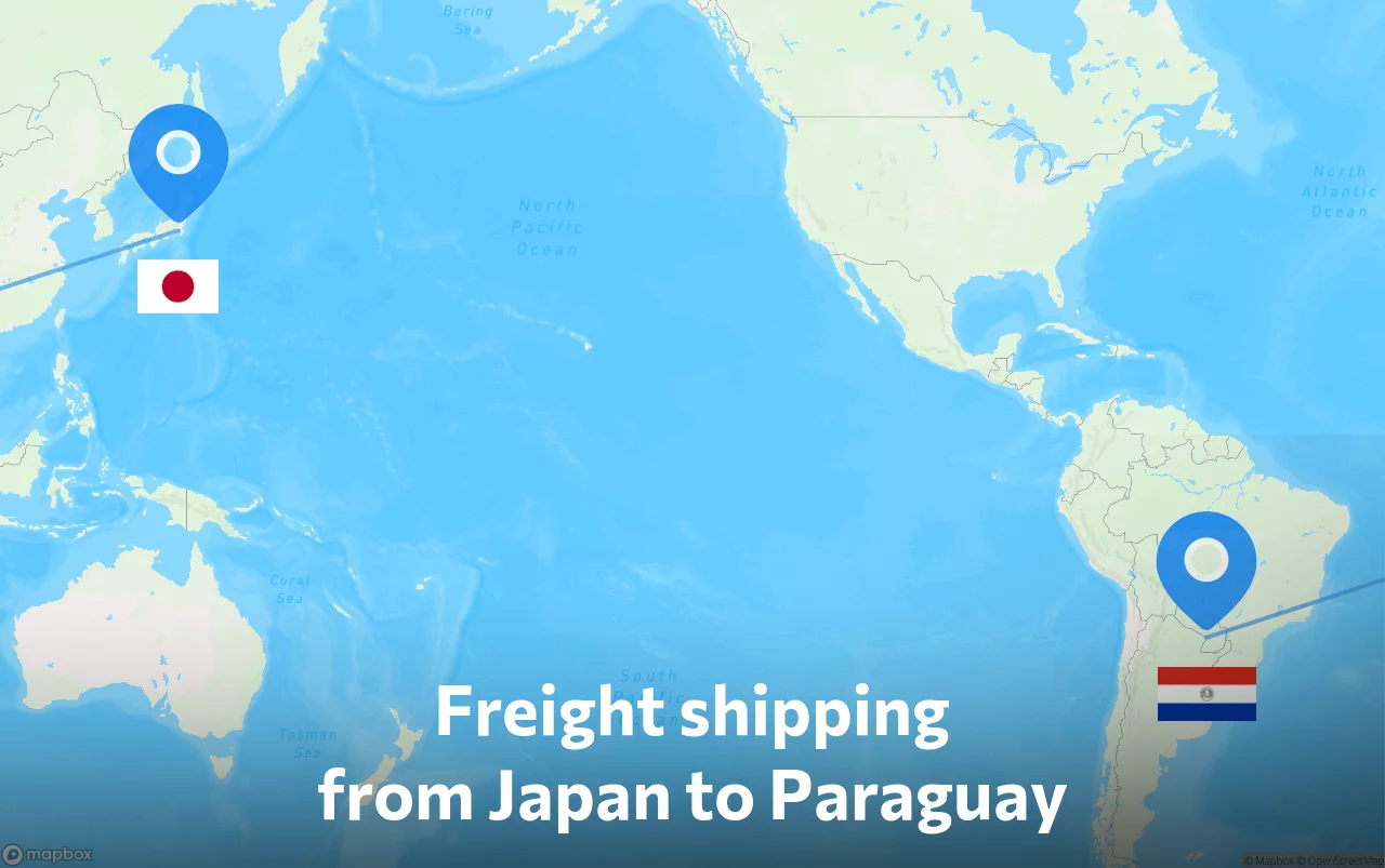 Shipping route from Japan to Paraguay
