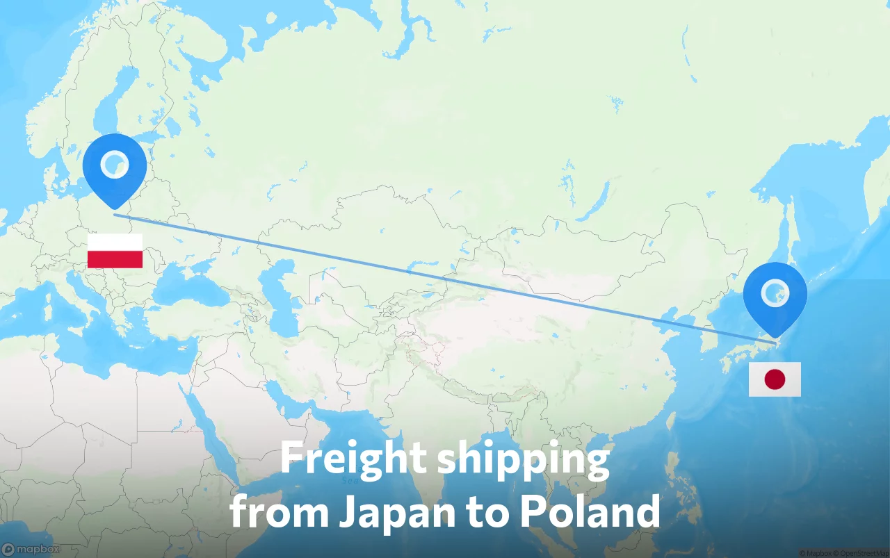 Shipping route from Japan to Poland