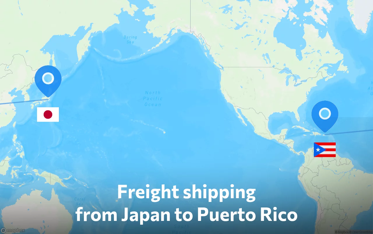 Shipping route from Japan to Puerto Rico