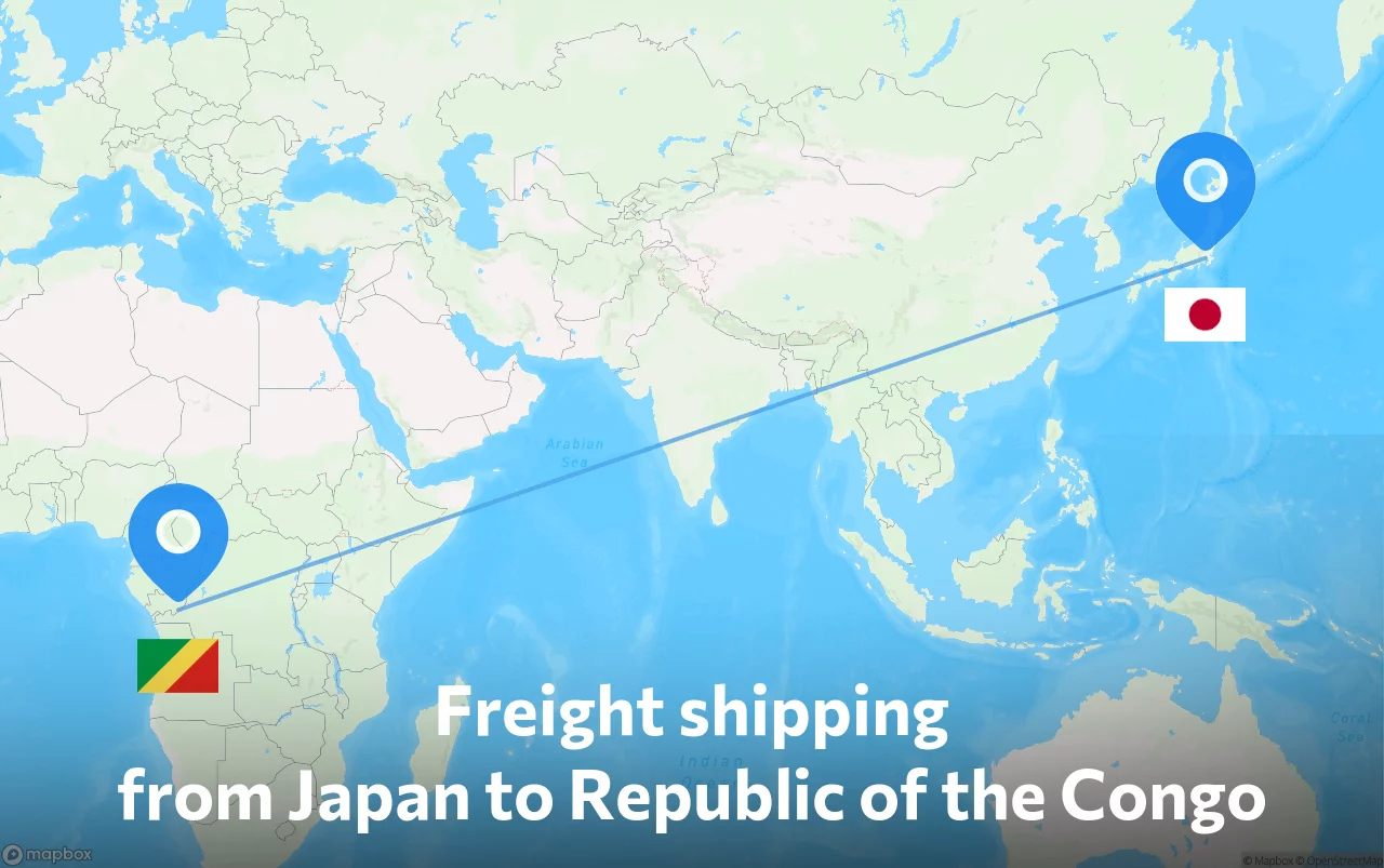 Shipping route from Japan to Republic of the Congo
