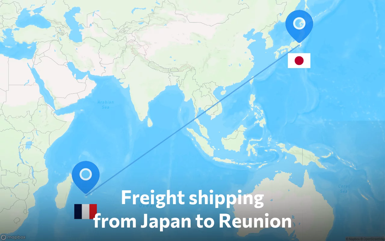 Shipping route from Japan to Reunion