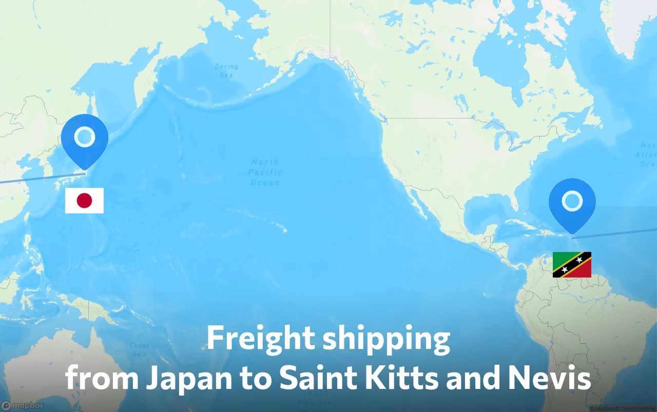 Shipping route from Japan to Saint Kitts and Nevis