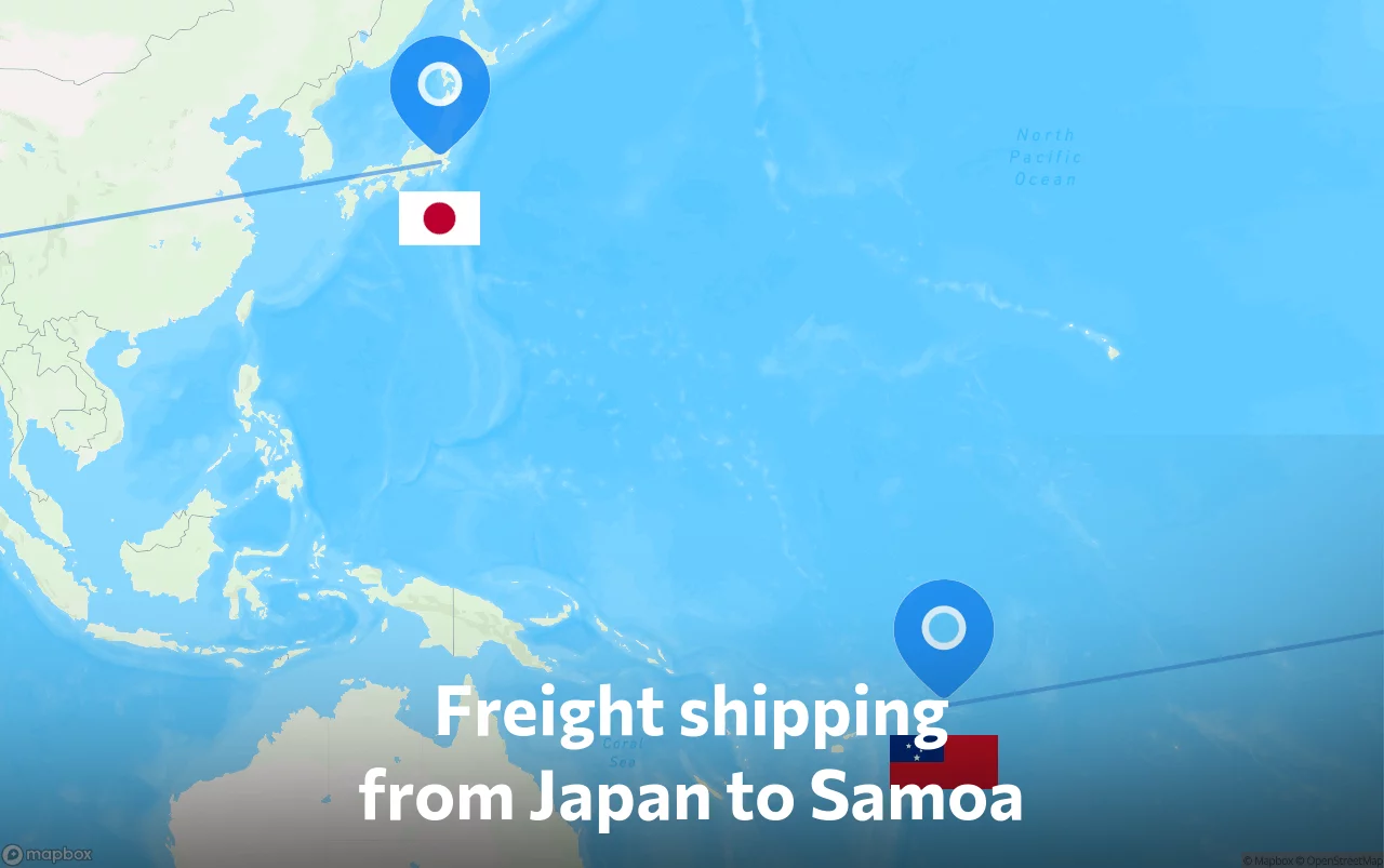 Shipping route from Japan to Samoa