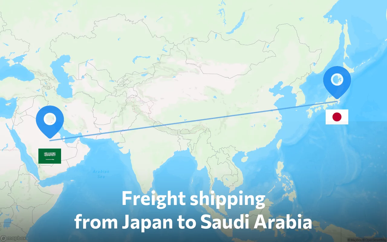 Shipping route from Japan to Saudi Arabia