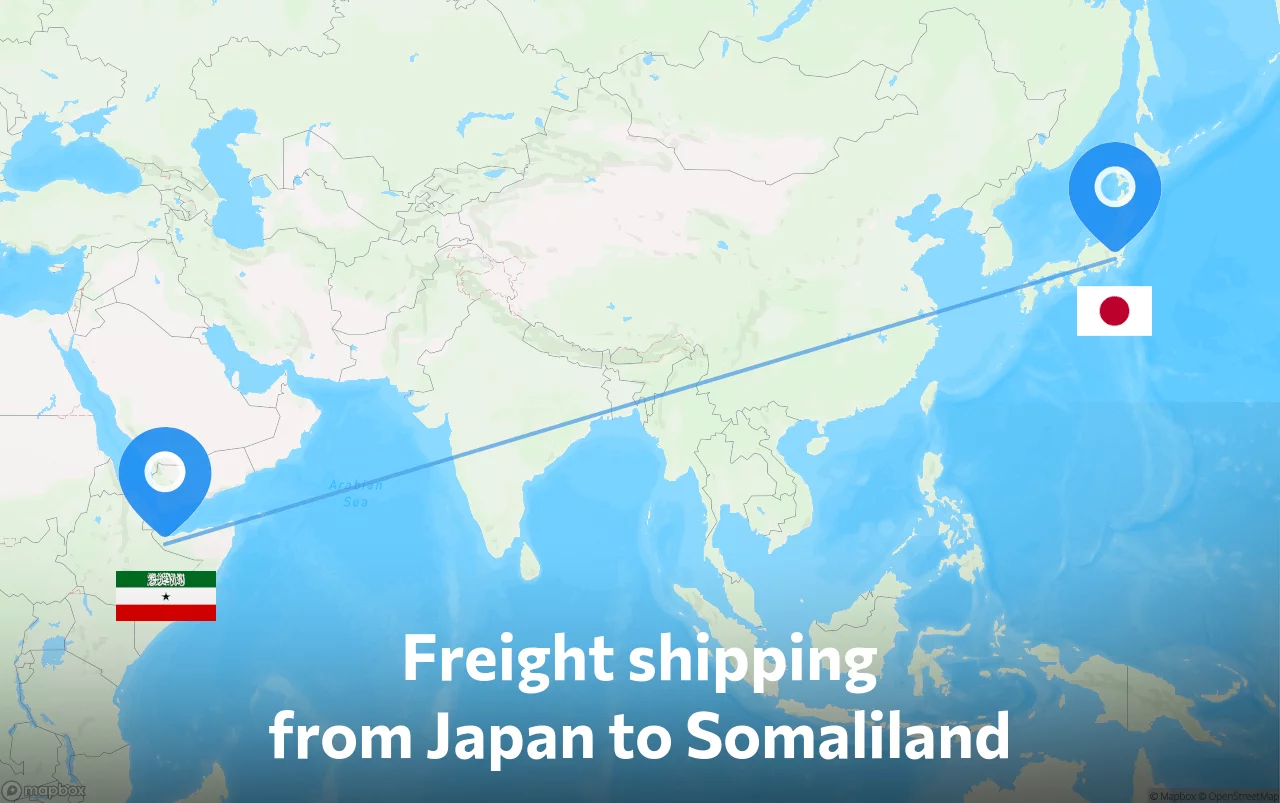 Shipping route from Japan to Somaliland