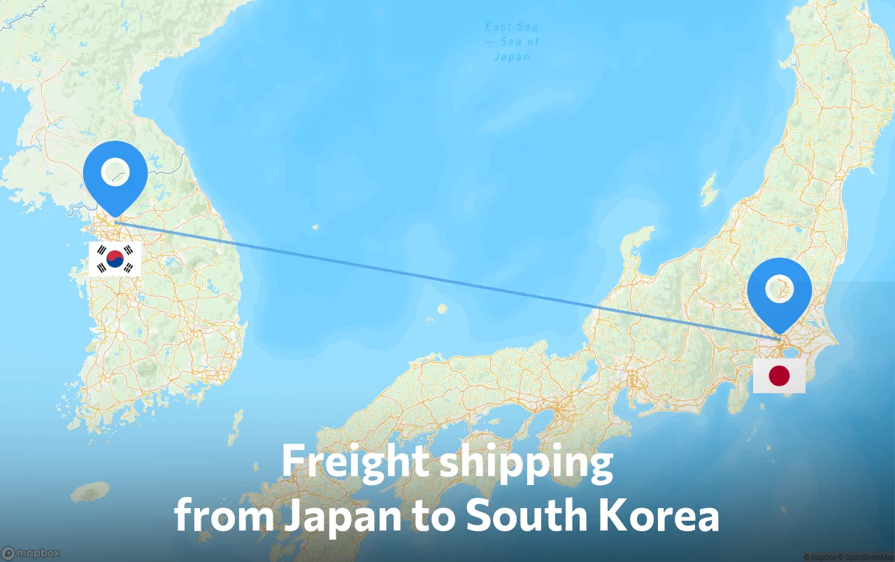 Shipping route from Japan to South Korea