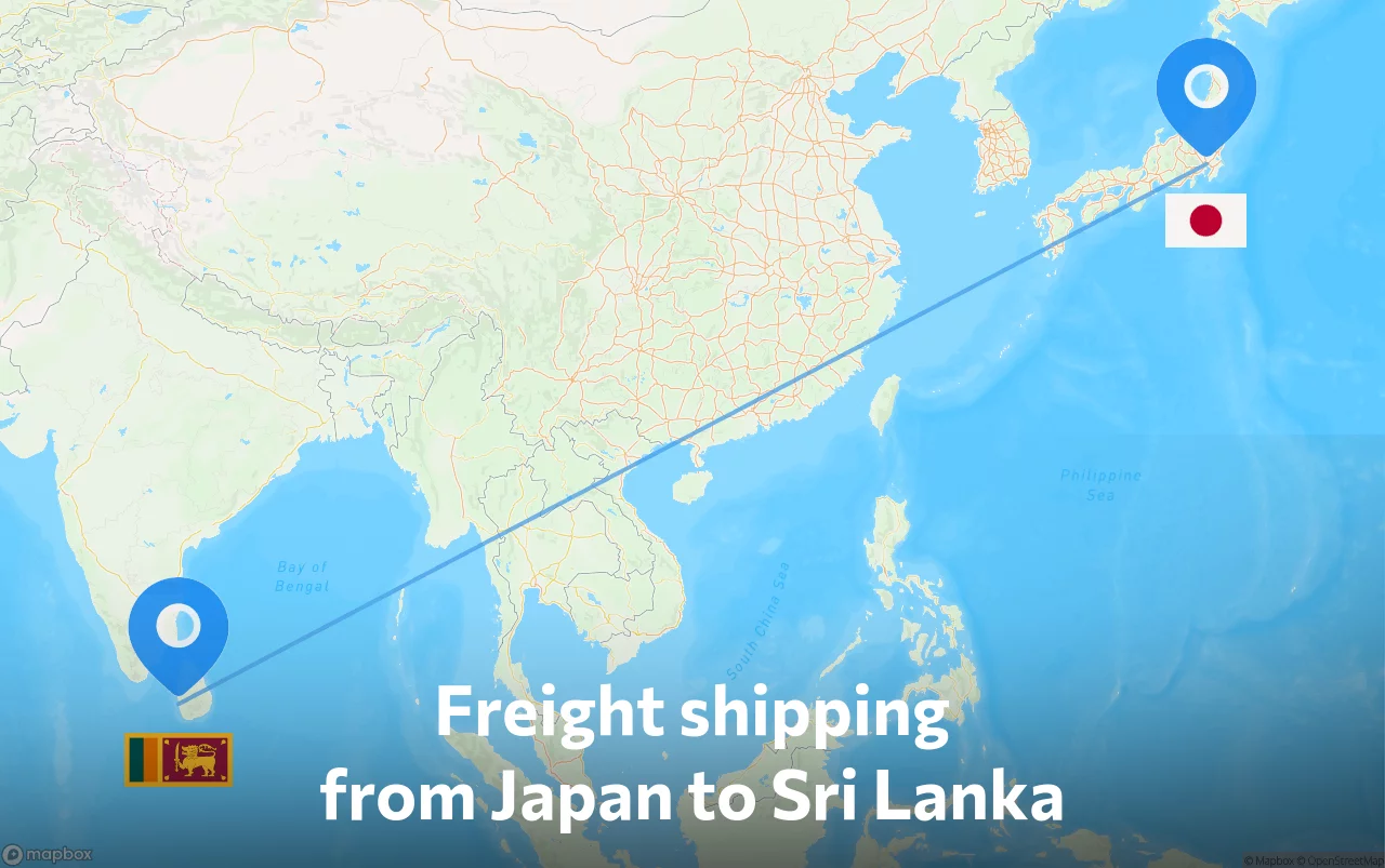 Shipping route from Japan to Sri Lanka
