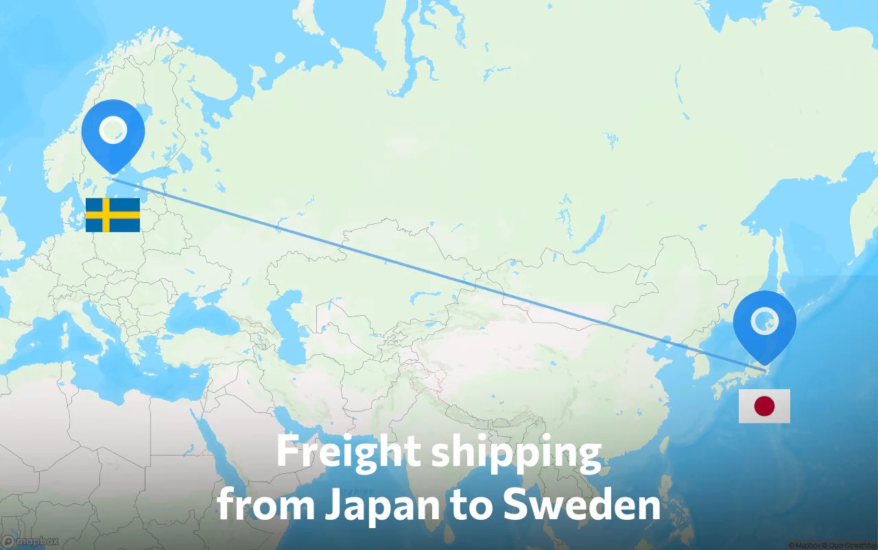 Shipping route from Japan to Sweden