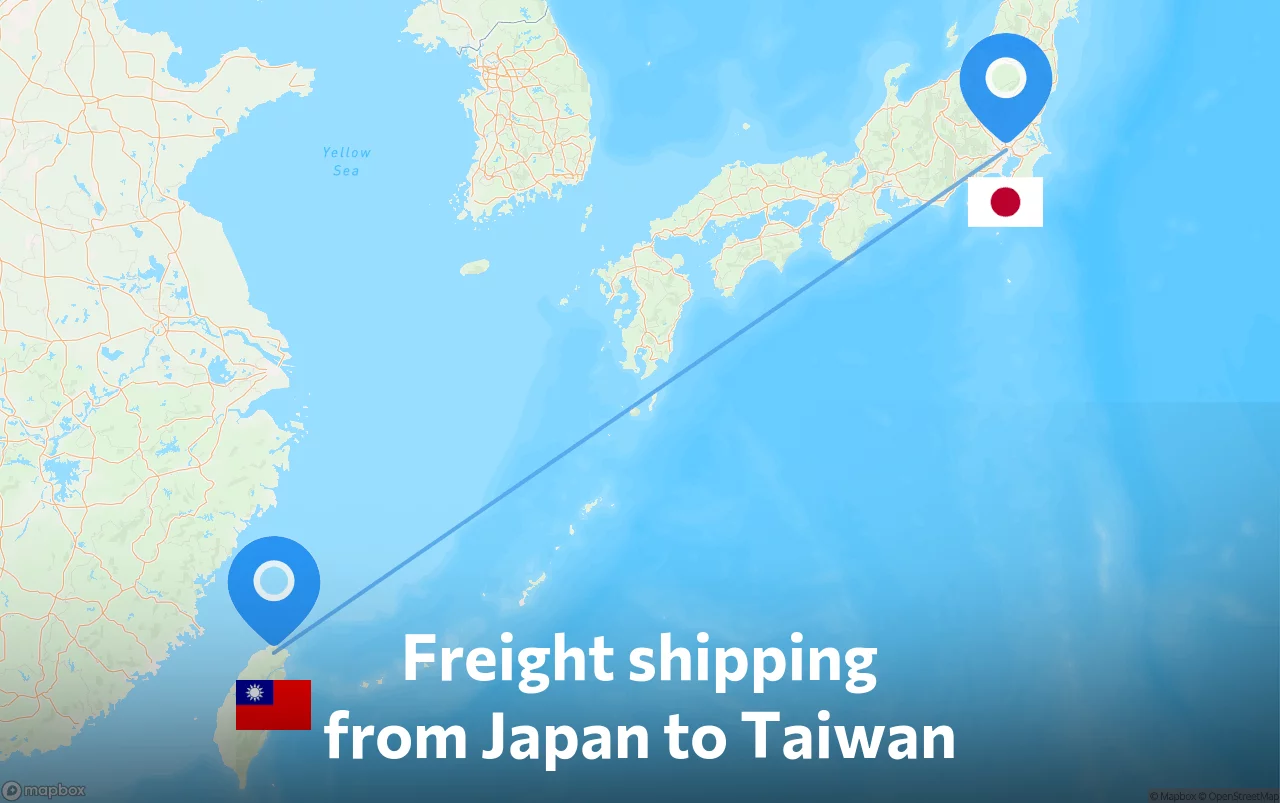 Shipping route from Japan to Taiwan