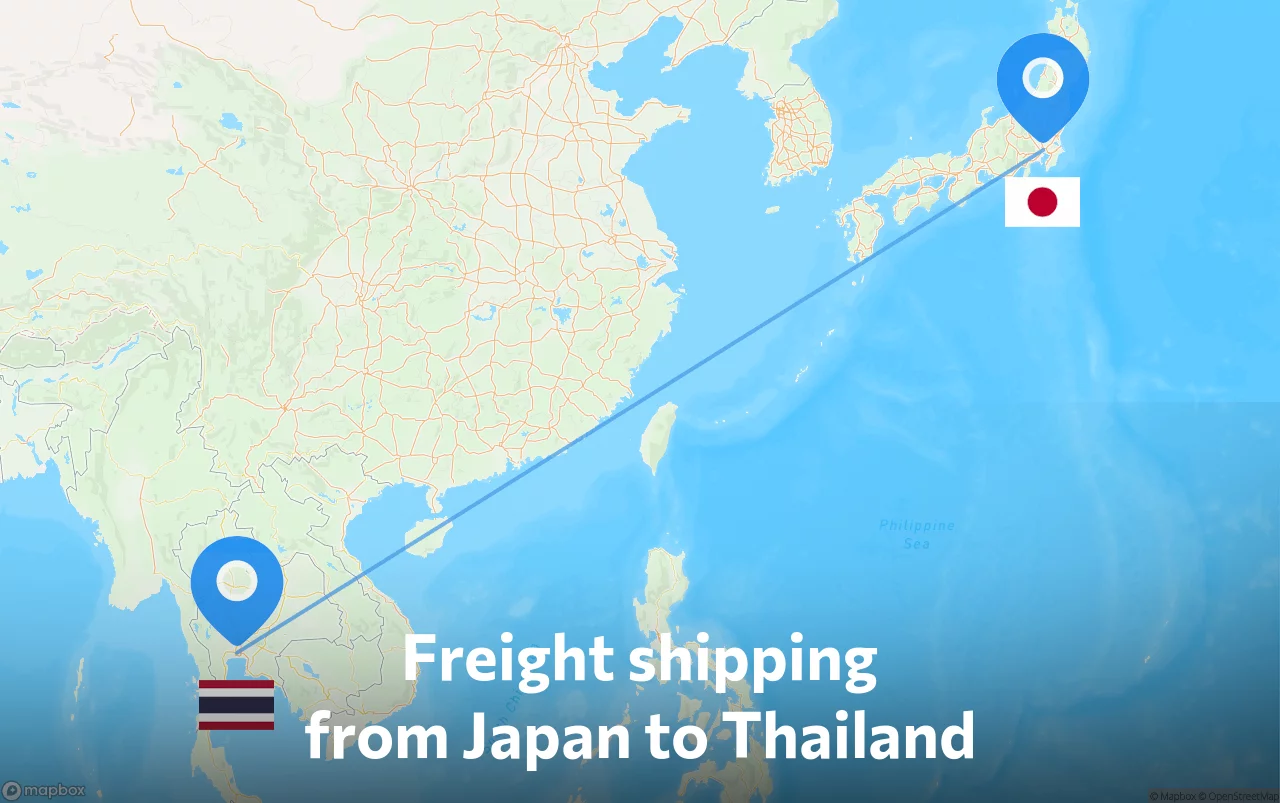 Shipping route from Japan to Thailand