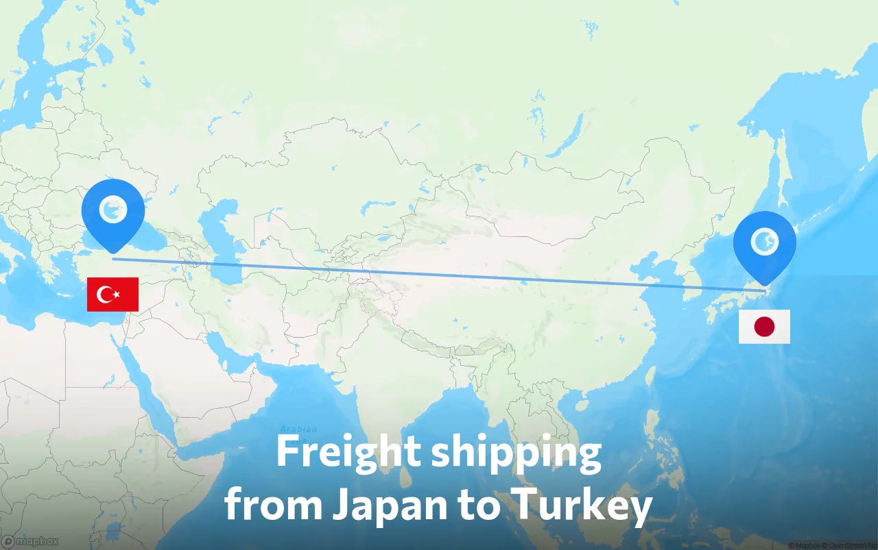 Shipping route from Japan to Turkey
