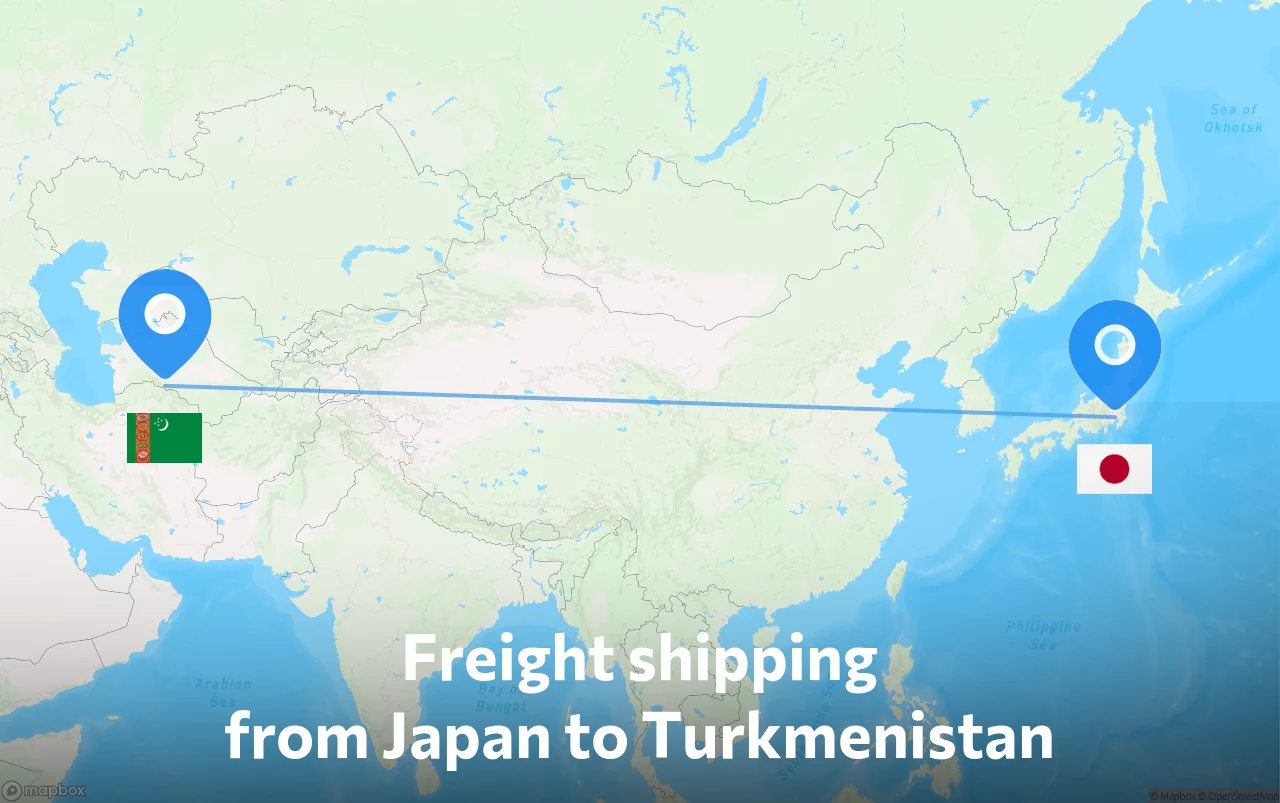 Shipping route from Japan to Turkmenistan