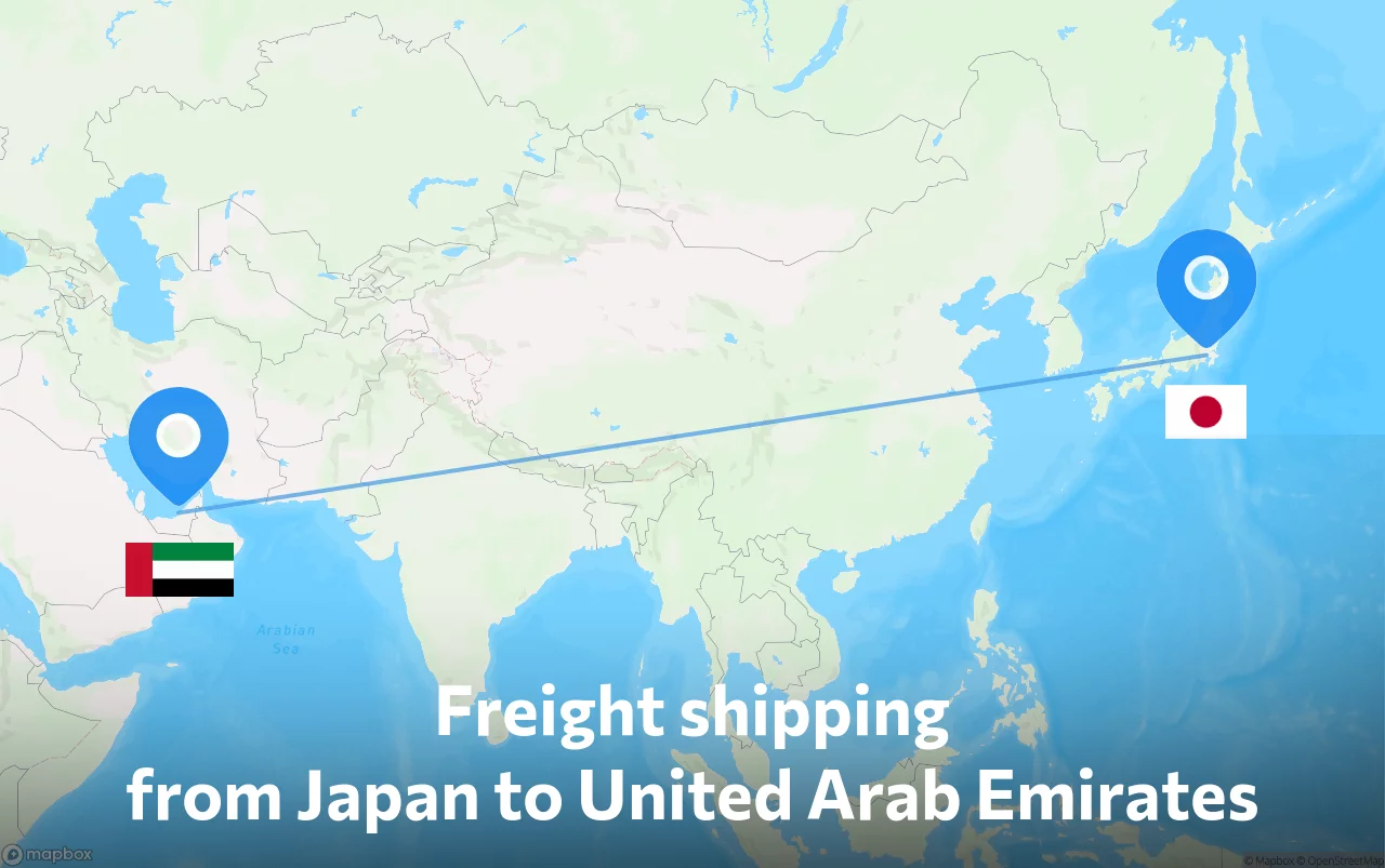 Shipping route from Japan to United Arab Emirates