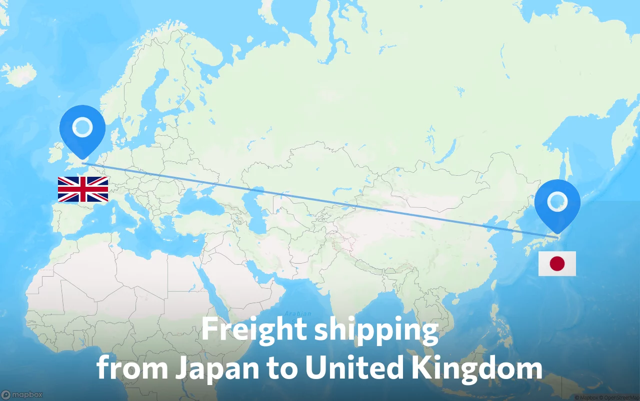 Shipping route from Japan to United Kingdom