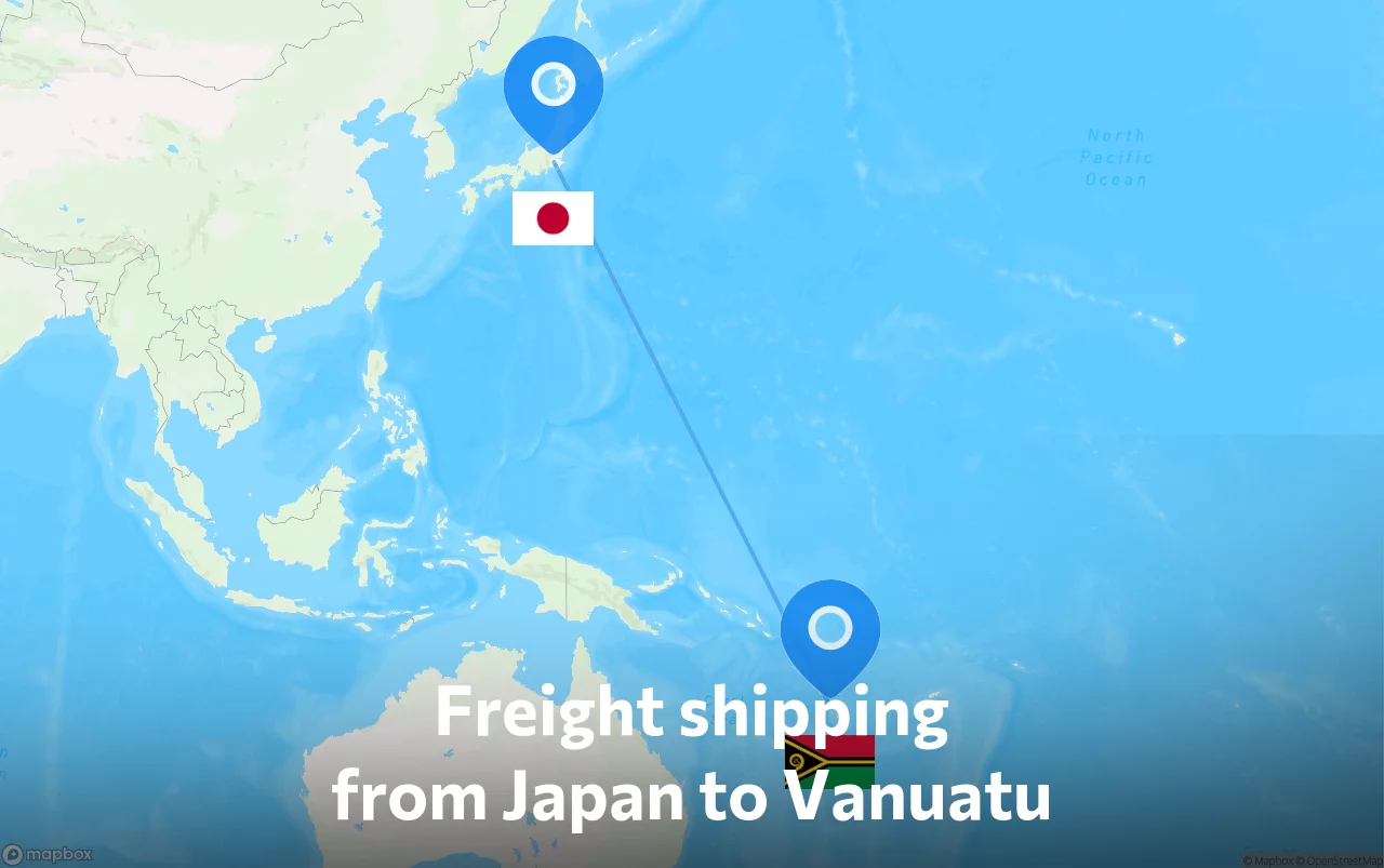 Shipping route from Japan to Vanuatu