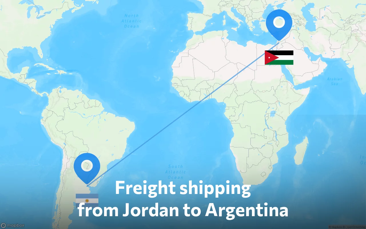 Shipping route from Jordan to Argentina