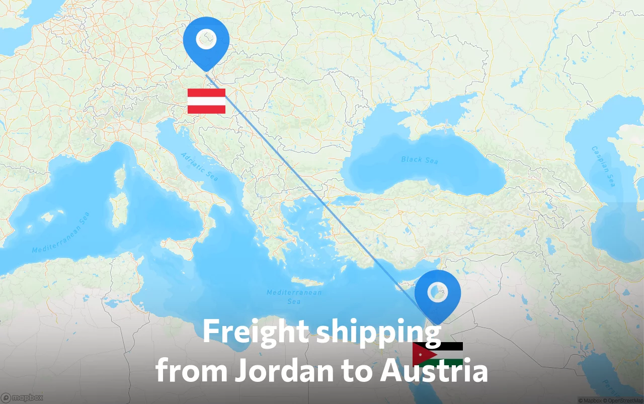 Shipping route from Jordan to Austria