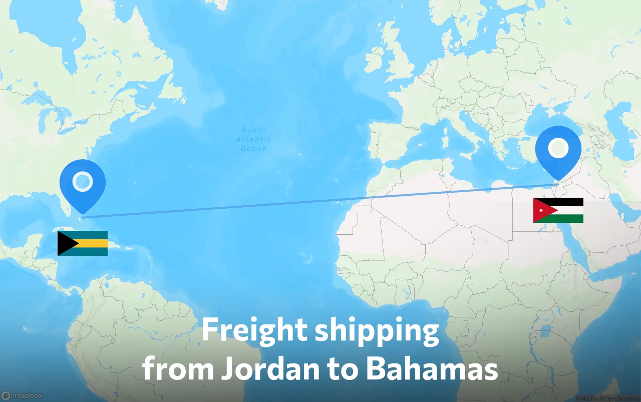 Shipping route from Jordan to Bahamas
