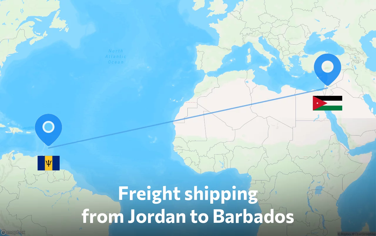 Shipping route from Jordan to Barbados
