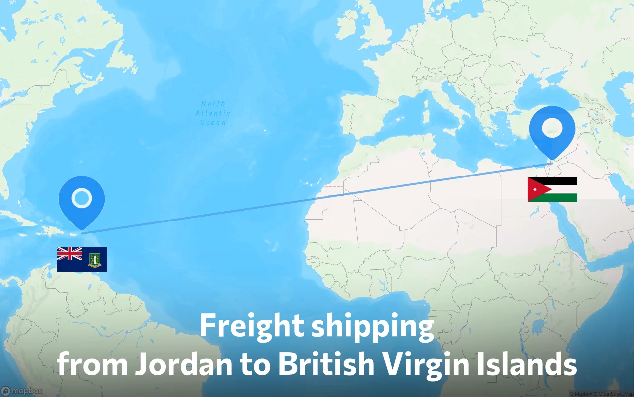 Shipping route from Jordan to British Virgin Islands
