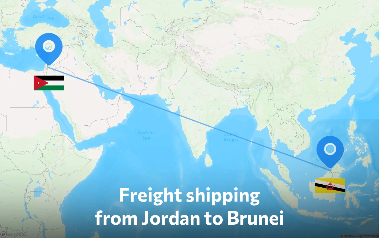 Shipping route from Jordan to Brunei