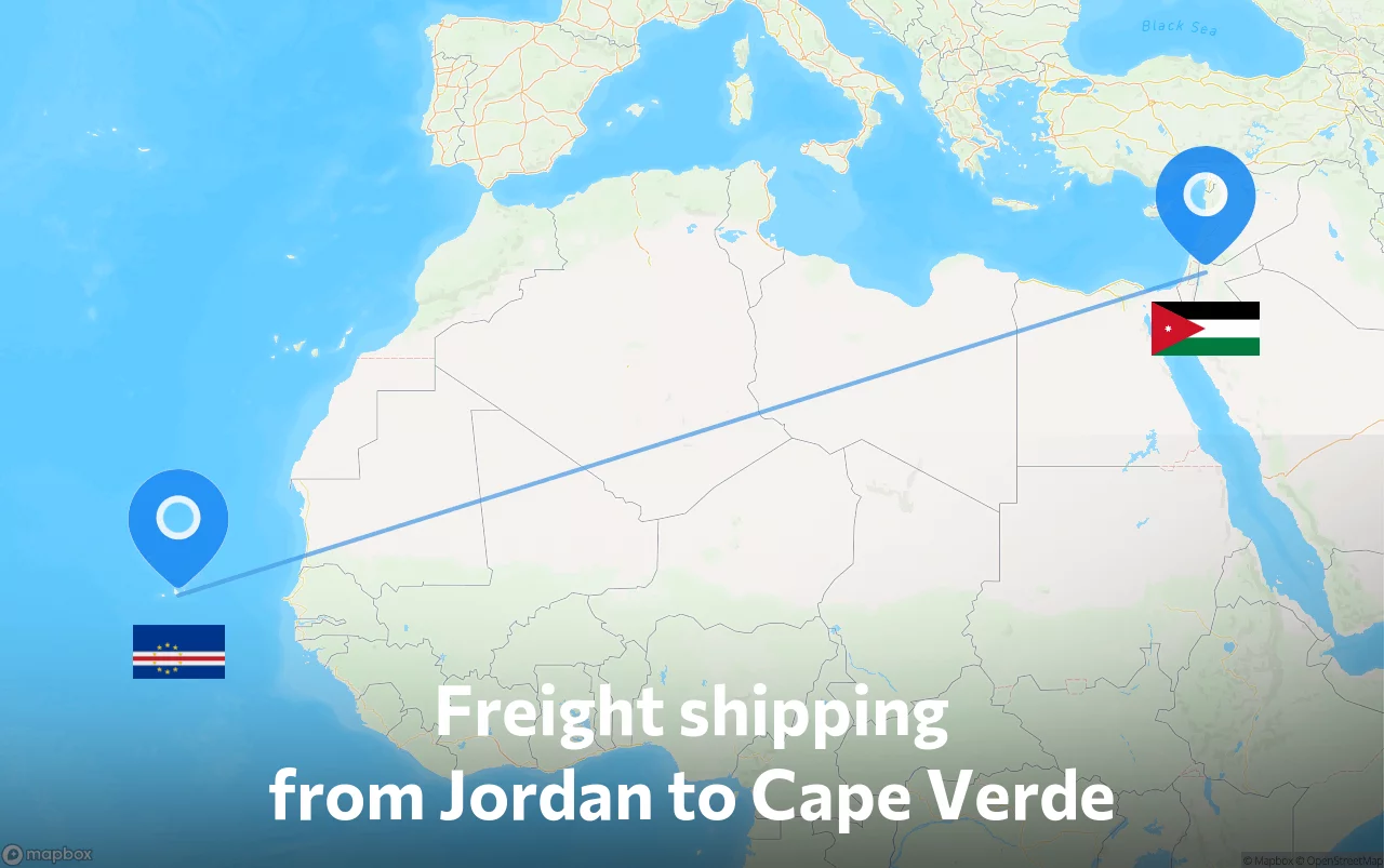 Shipping route from Jordan to Cape Verde