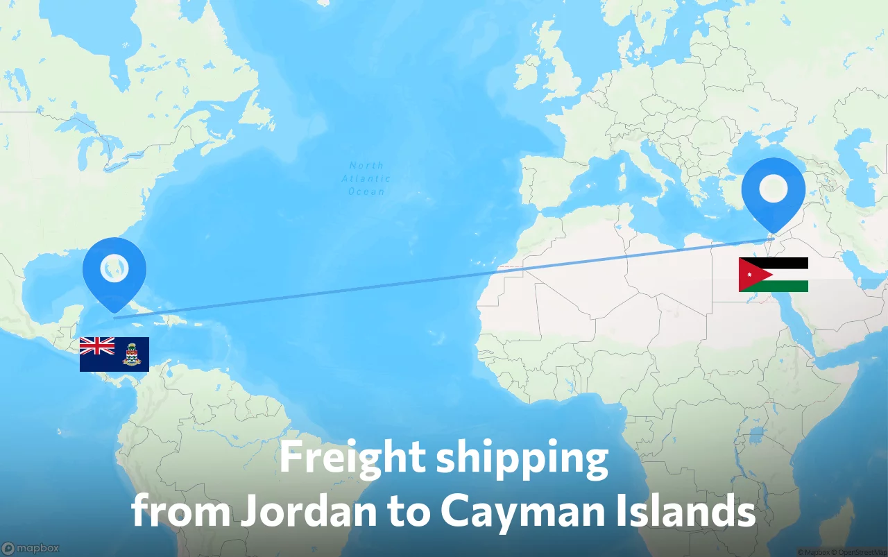 Shipping route from Jordan to Cayman Islands