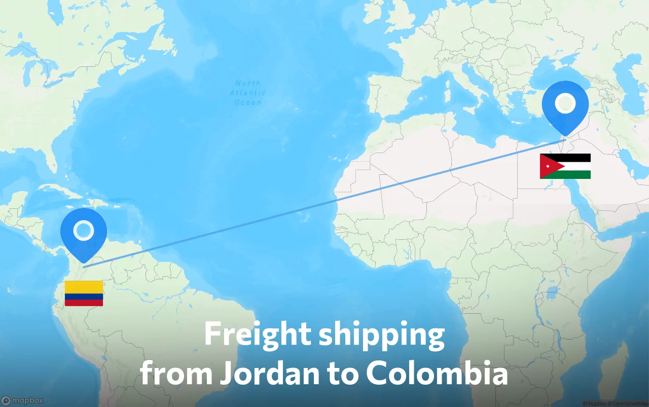 Shipping route from Jordan to Colombia