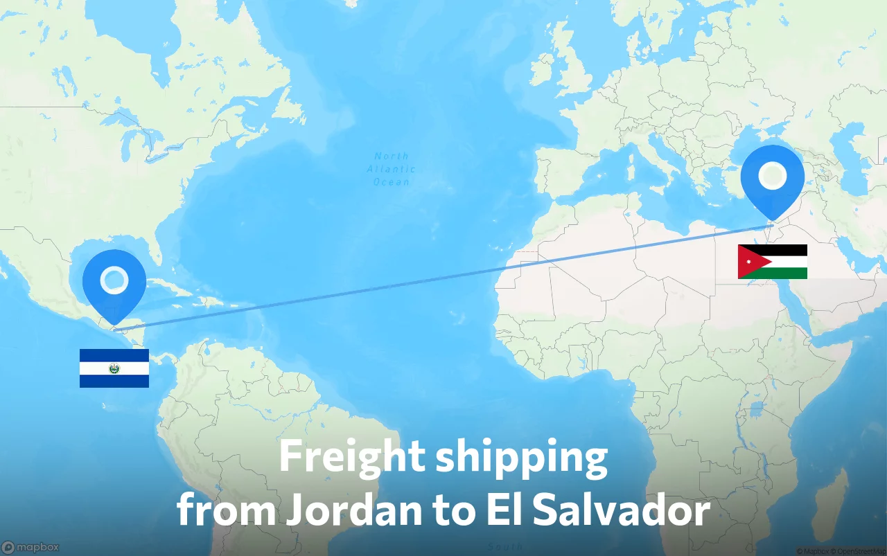 Shipping route from Jordan to El Salvador