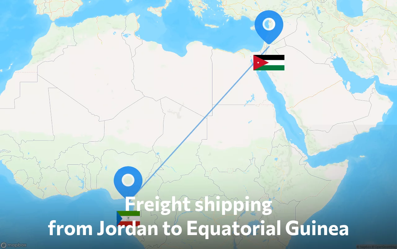 Shipping route from Jordan to Equatorial Guinea