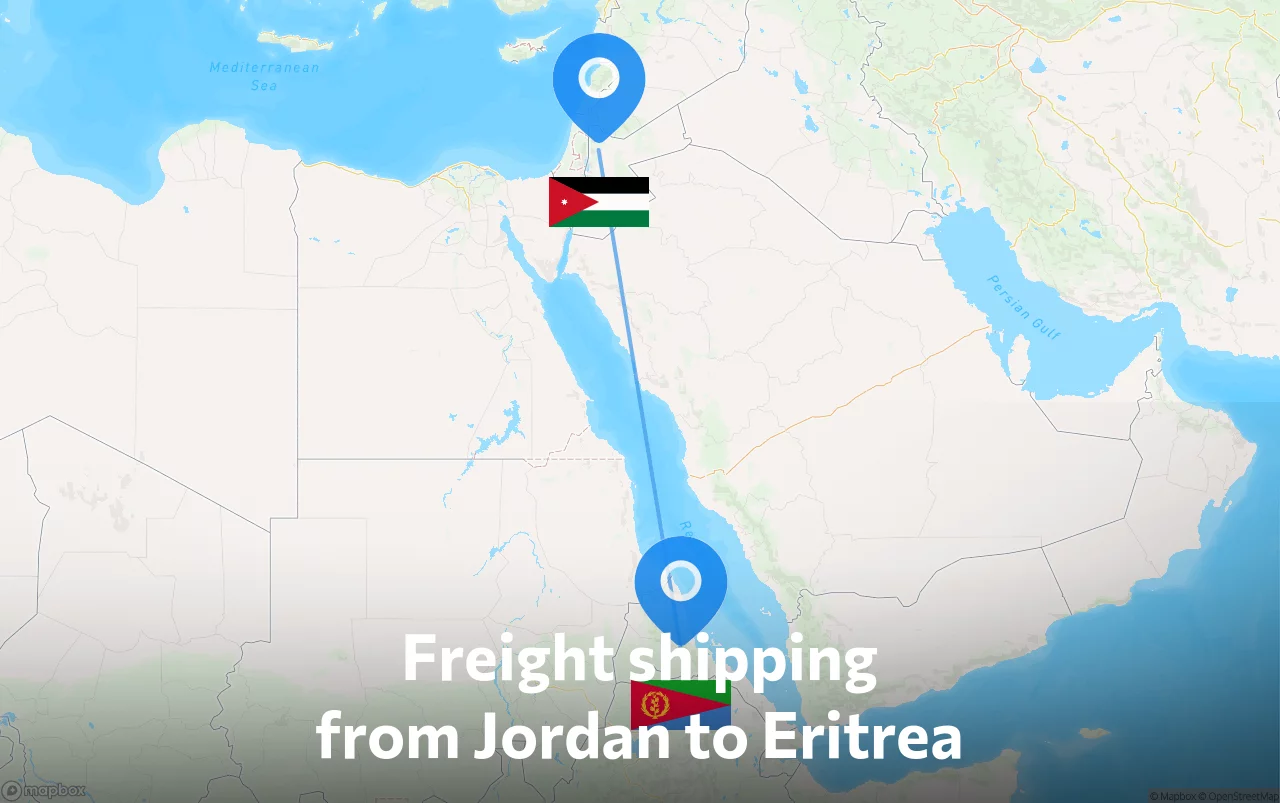 Shipping route from Jordan to Eritrea