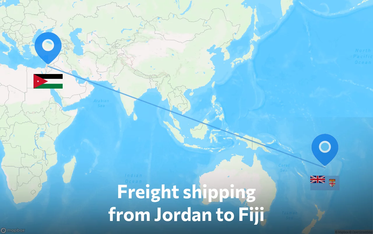 Shipping route from Jordan to Fiji