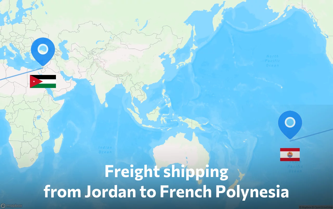 Shipping route from Jordan to French Polynesia