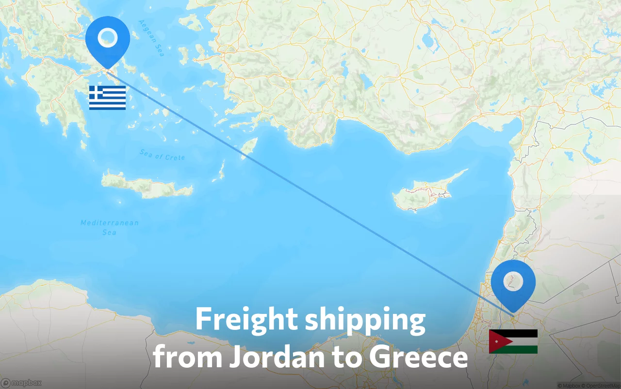 Shipping route from Jordan to Greece