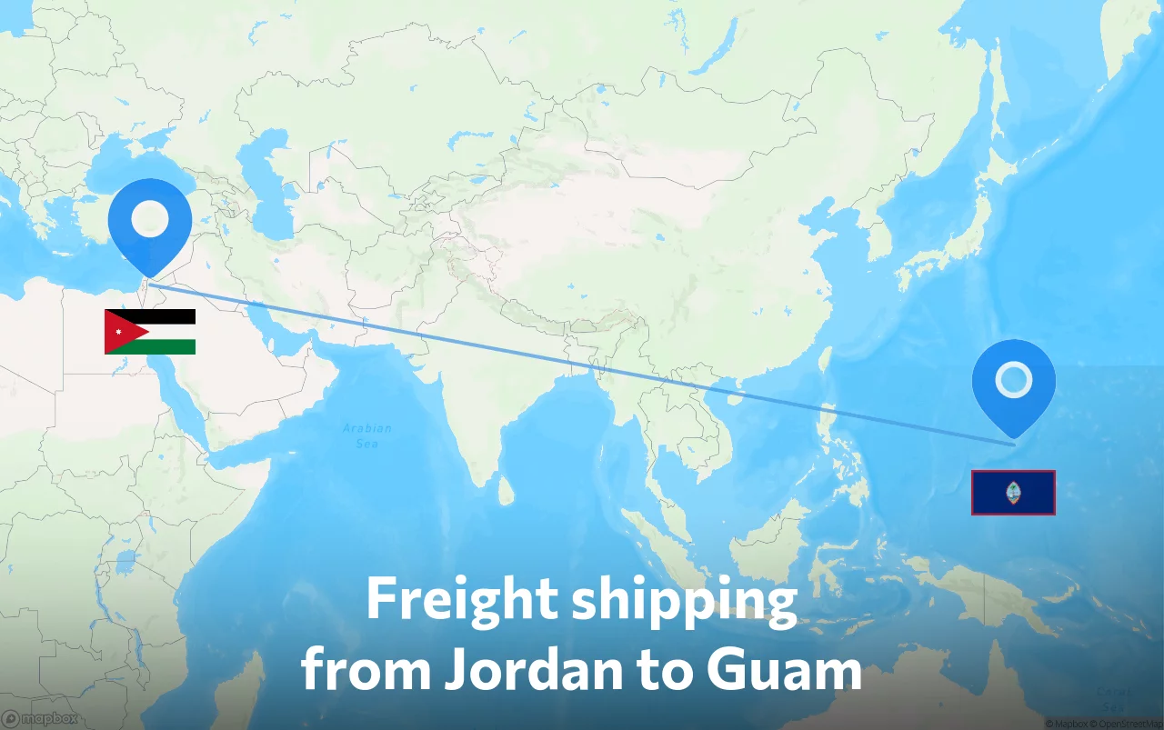 Shipping route from Jordan to Guam