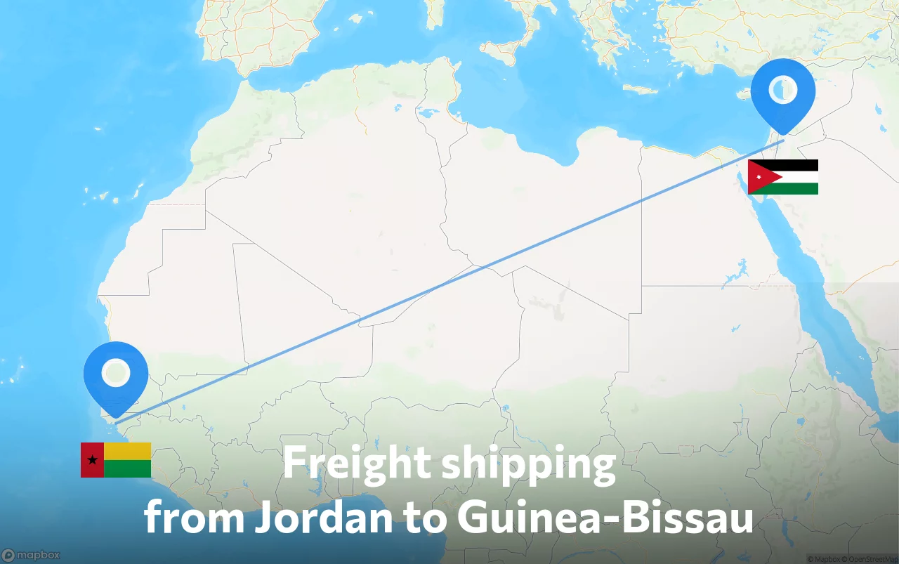 Shipping route from Jordan to Guinea-Bissau
