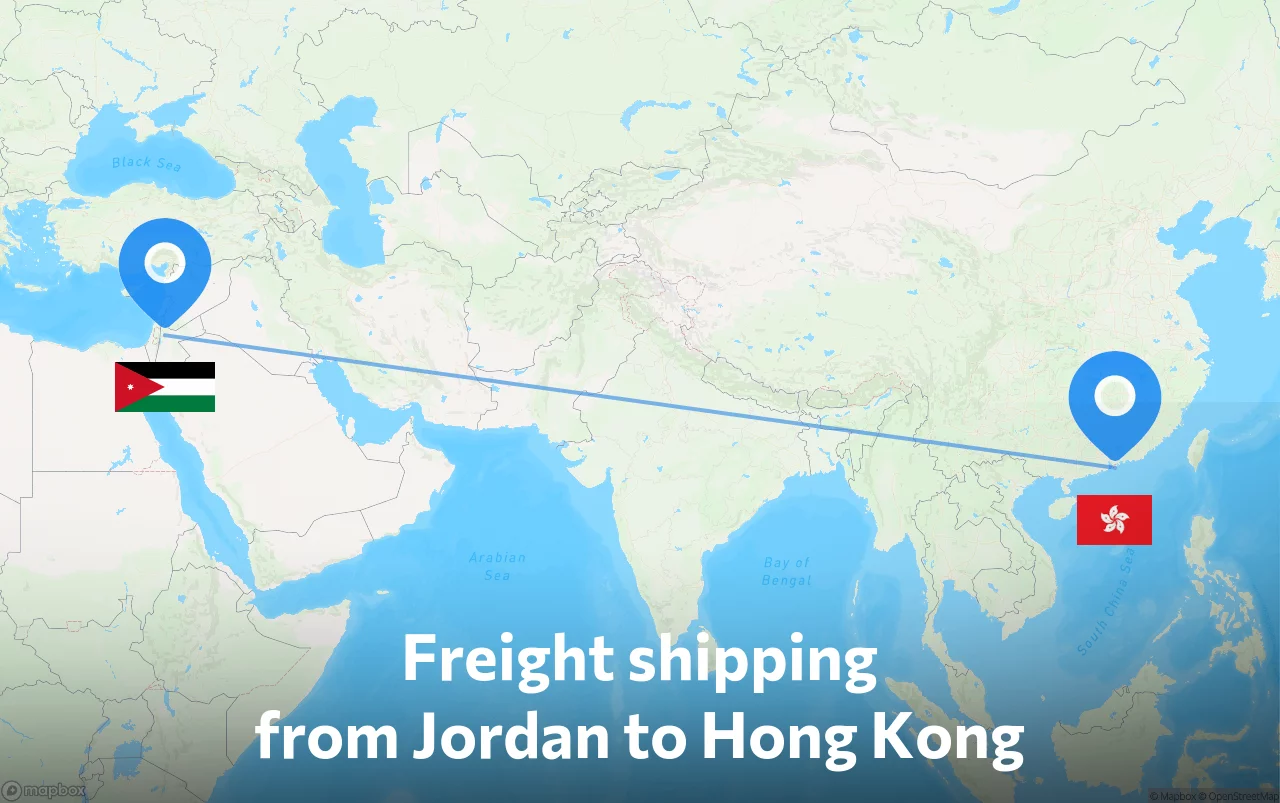 Shipping route from Jordan to Hong Kong