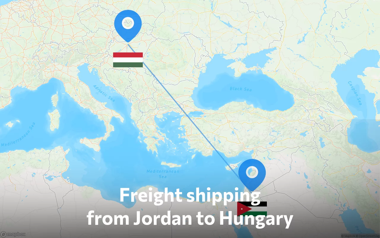 Shipping route from Jordan to Hungary