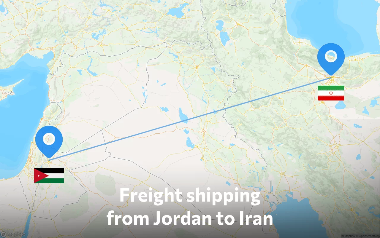 Shipping route from Jordan to Iran