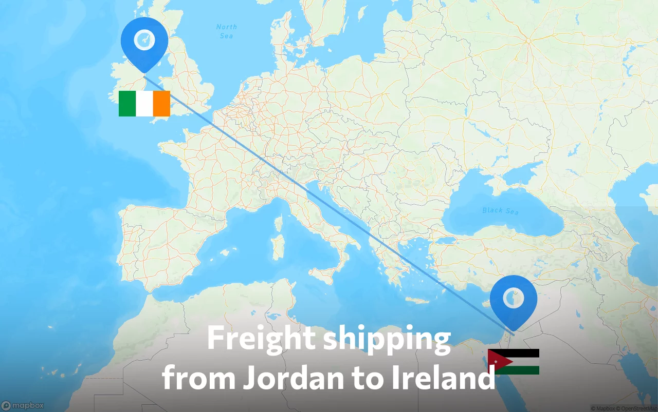 Shipping route from Jordan to Ireland