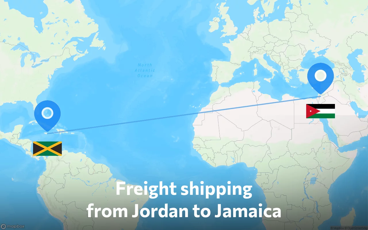 Shipping route from Jordan to Jamaica