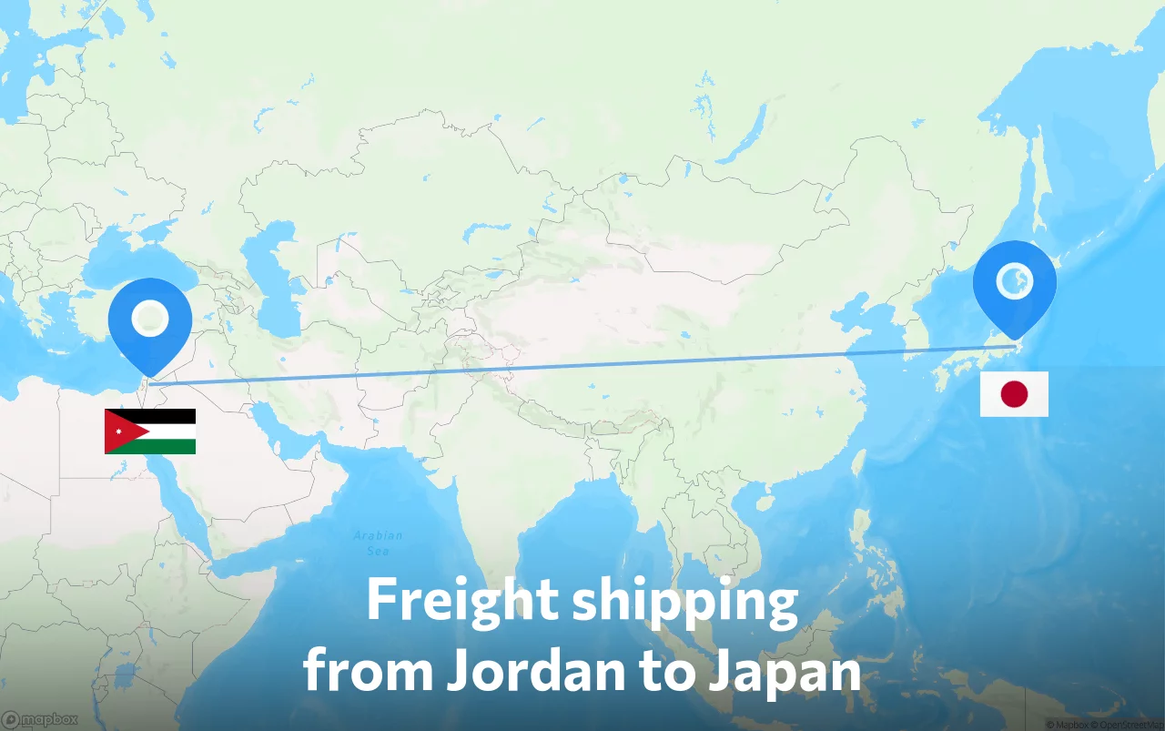Shipping route from Jordan to Japan