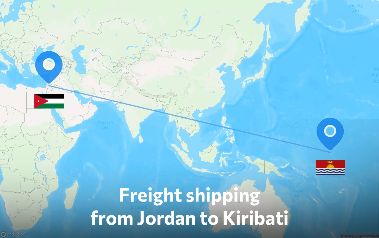 Shipping route from Jordan to Kiribati