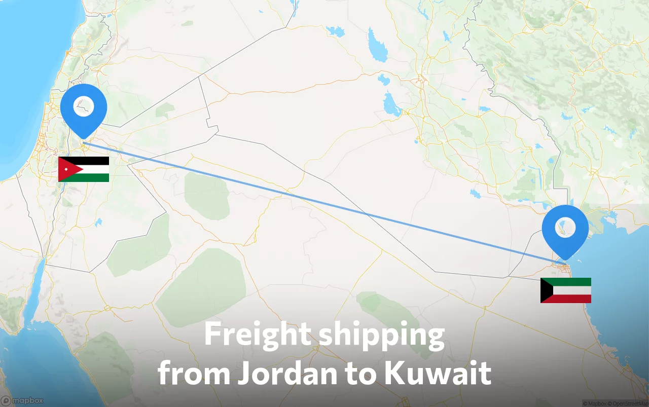 Shipping route from Jordan to Kuwait