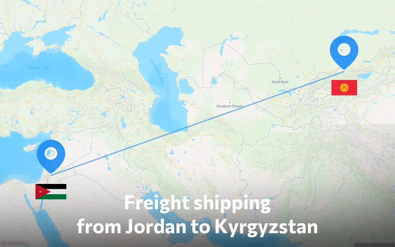 Shipping route from Jordan to Kyrgyzstan
