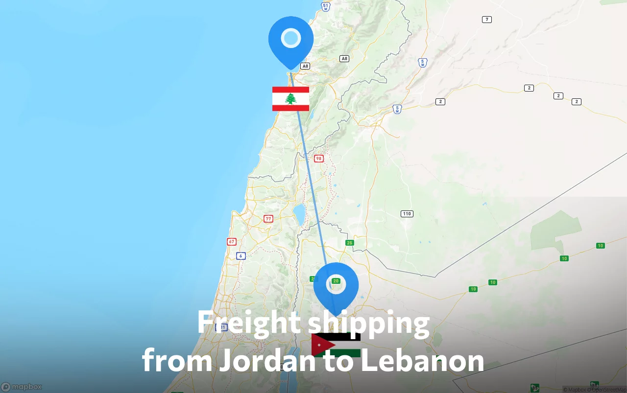 Shipping route from Jordan to Lebanon