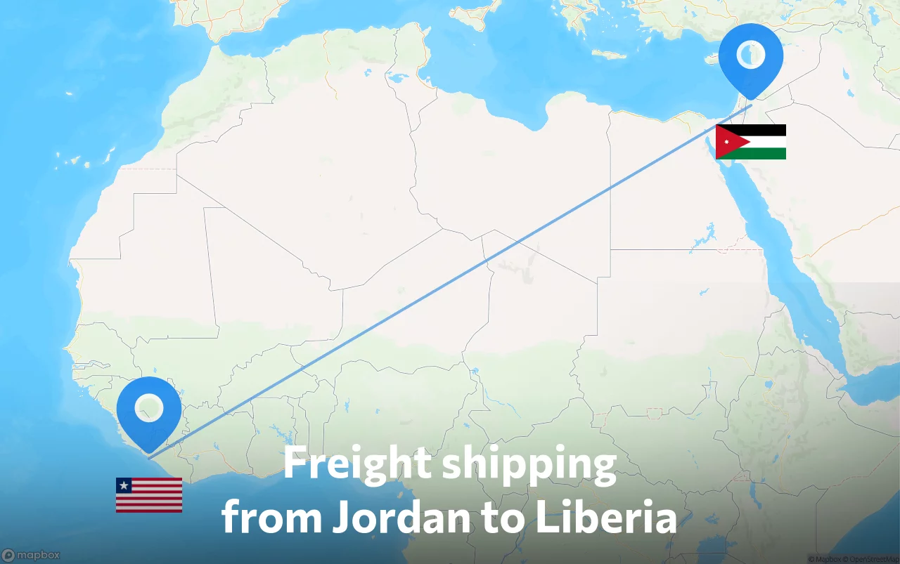 Shipping route from Jordan to Liberia