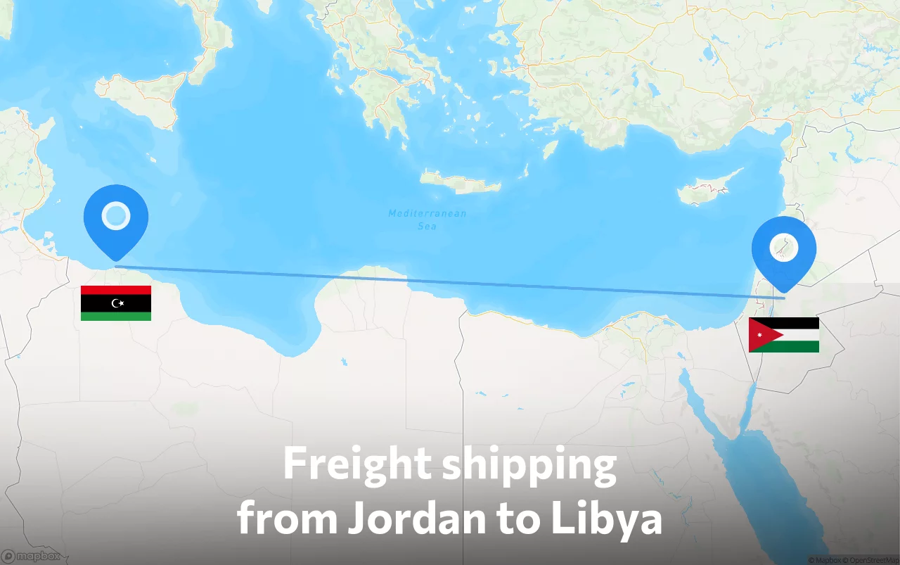 Shipping route from Jordan to Libya