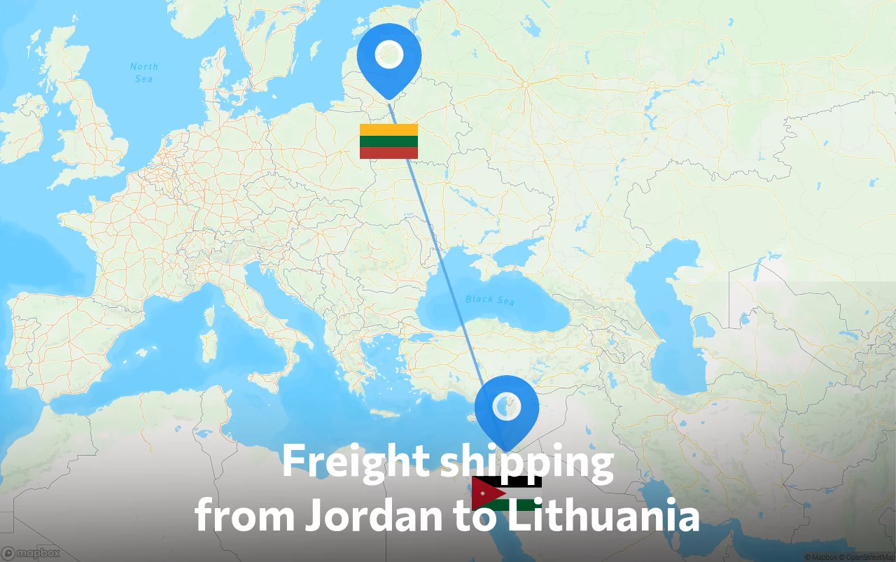 Shipping route from Jordan to Lithuania