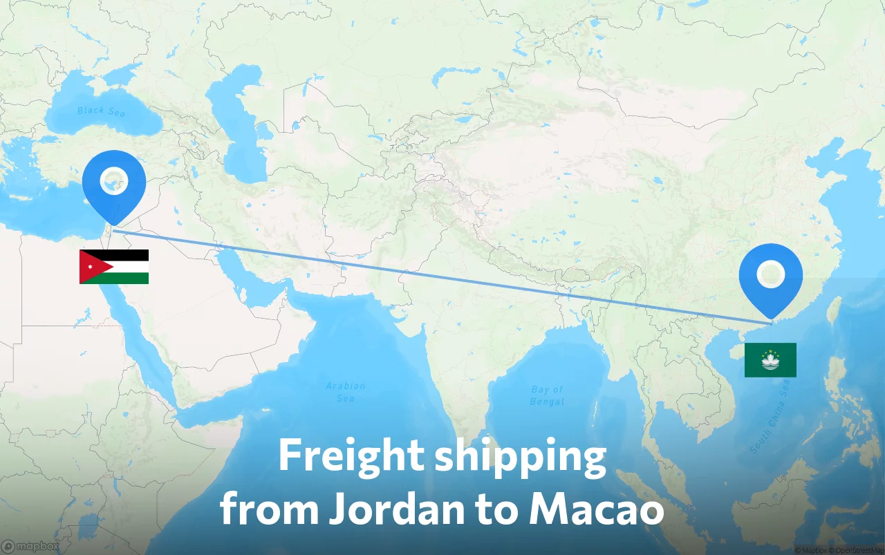 Shipping route from Jordan to Macao